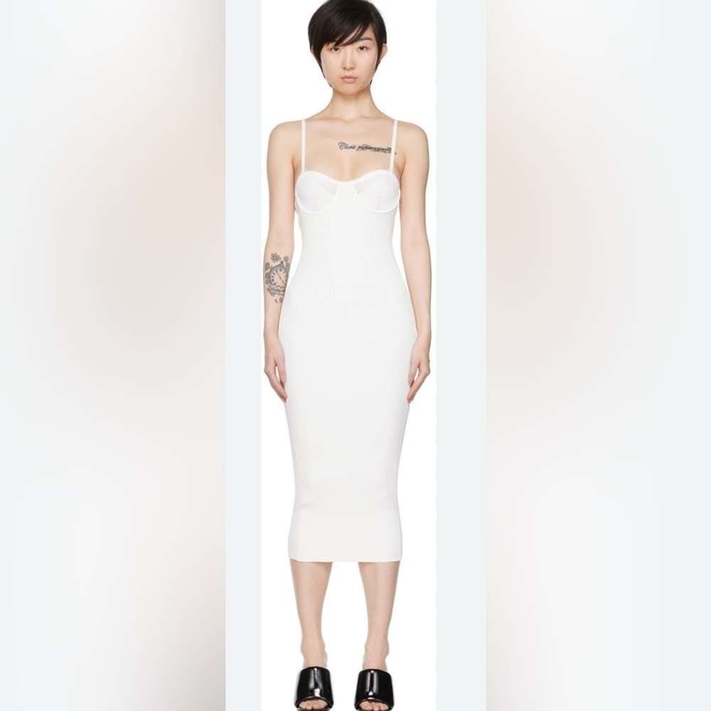 Helmet Lang ribbed eyelet bra dress in white NWT - Picture 3 of 9